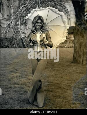 Apr. 04, 1974 - Eurovision Song Contest '74 At Brighton: Contestants from all over Europe were arriving in Brighton this week for the Eurovision Song Contest which takes place on Saturday night 6th April. Photo shows Olivia Newton-John who sings for United Kingdom out in Brighton. Stock Photo