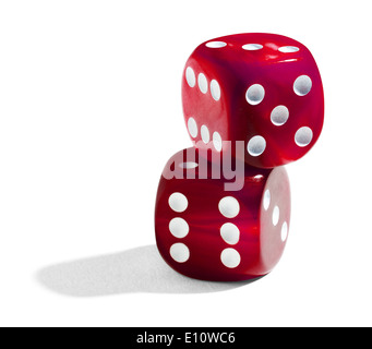 Two red stacked dice Stock Photo