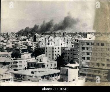 Aug. 08, 1974 - War Clouds Over Nicosia. Photo Shows:- Black clouds over Nicosia, in Cyprus, during a bombing attack by the Turks. Stock Photo