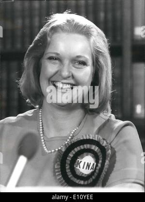Sep. 09, 1974 - Liberal Party Election Campaign Press Conference In London. Photo shows Lady Kina Avebury, wife of Lord Avebury, who is the Liberal candidate for her husband's former seat at Orpington, Kent, pictured at today's Liberal Party press conference in London. Stock Photo