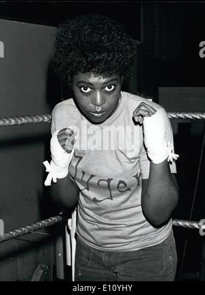 Oct. 10, 1974 - World's first black women boxers - Jackie Tonawanda and  Tyger Trimiar test skills in ring and at punching bag during a recent  workout at a Manhattan gym. The