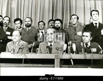 Apr. 04, 1975 - The General Costa Gomes, President of the Portugal Republic, thanksgiving to the International Press, in the International Center of Press in Lisboa. Stock Photo