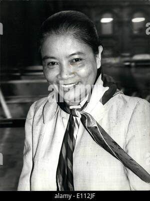 May 05, 1975 - Vietnam Envoy In London For Talks at the Foreign Office Mme Phan Hi Minh, spokeswoman for South Vietnam's Provisional Revolutionary Government-not yet recognized by Britain-has arrived in London for talks with Foreign Office officials. Her visit is sponsored by the British Peace Committee Stock Photo