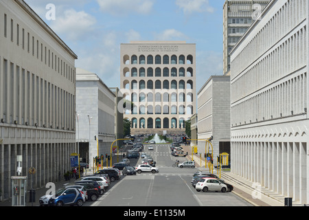 Rome. Italy. EUR. Palazzo della Civiltà Italiana aka Palazzo della Civiltà del Lavoro. Stock Photo