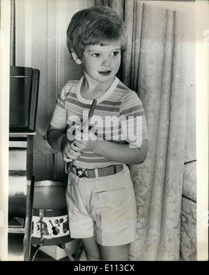 Jul. 07, 1975 - Lord Nicholas Windsor=5th Birthday: On friday Jul 25th 75 Lord Nicholas Windsor the younger son and the youngest child of the Duke and Duchess of Kent will celebrate his fifth birthday He is seen in the playroom of the family's country residence. Anmer Hall rear King's Lynn, Norfolk. Stock Photo