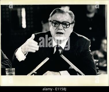 Aug. 28, 1975 - New York: Vice President Nelson A.Rockefeller during his appearance before the Moreland Act commission. The commission is investigating irregularities in the nursing home industry. Some of which took place When Mr. Rockefeller was governor of New York. Stock Photo