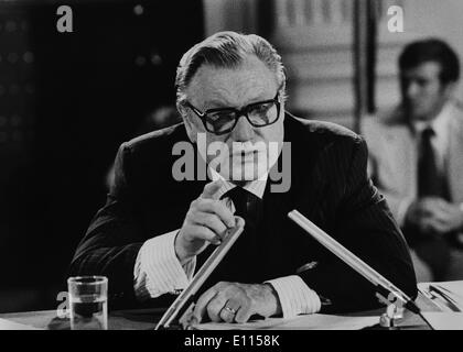 Aug 28, 1975; New York, NY, USA; Vice President under Gerald Ford, NELSON ROCKEFELLER testifies before the Mreland Act Commision, which is investigating Nursing Home abuse.. (Credit Image: KEYSTONE Pictures USA/ZUMAPRESS.com) Stock Photo