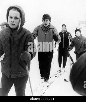 Prince Charles during a ski lesson Stock Photo