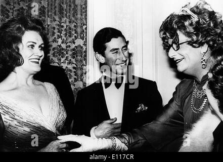 Prince Charles chats with Joan Sutherland at party Stock Photo