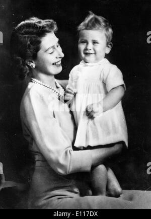 Queen Elizabeth II with son Prince Charles Stock Photo