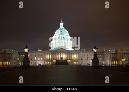 Nighttime view of the US Capitol building in Washington D.C. Stock Photo