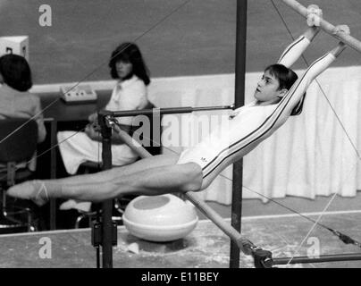 Jul 22, 1976; Montreal , CANADA; 14 year KEMENESY, the Hungarian gymnast fro Transyvania, was top competitor for Romania's queen, NADIA COMANCI. The 14 year old Romanian superstar took the gold over all.. (Credit Image: KEYSTONE Pictures USA/ZUMAPRESS.com) Stock Photo