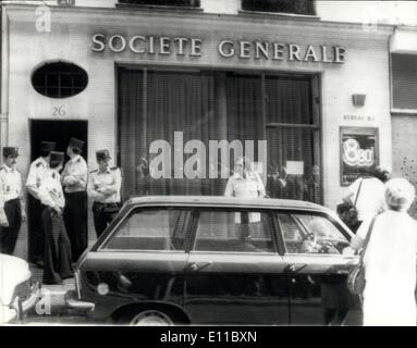 Aug. 17, 1976 - Great Bank Robbery In Paris May Be The World's Biggest: Drain robbers have strack again - and this time it was in Paris where they may have escaped fro a bank with even more loot than last month's record ?6-million in Nice in July. The thieves stole the contents of 181 safe deposit boxes at the Societe General Bank on the exclusive Ile St Louis in the Seine. The theft was not discovered until today when the bank reopened after a three-day holiday. The robbers drilled up into the vaults from sewers that flowed into the river Stock Photo