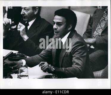 Mar. 03, 1977 - UN Security Council Meeting: March 24, 1977 on the Problem of South Africa. President of the Security Council during March 1977 is Ambassador Andrew Young. Stock Photo