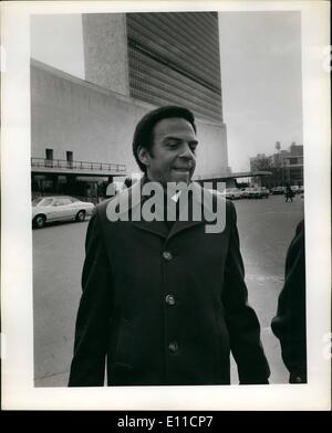 Feb. 02, 1977 - Ambassador Andrew young in front of the UN after his preen curref. Stock Photo