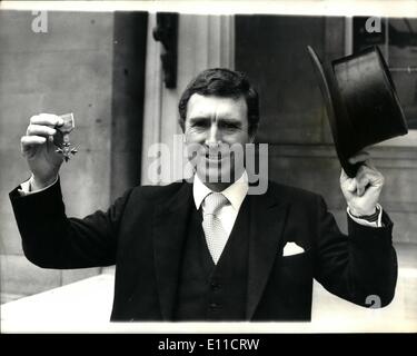 Mar. 03, 1977 - Fred Titmus Receives His OBE: Fred Titmus the Middlesex and Ex-England bowler went to Buckingham Palace today to receives his OBE from the Duke of Kent, who was standing in for the Queen. Photo Shows Fred Titmus with his OBE after today's investiture at Buckingham Palace. Stock Photo