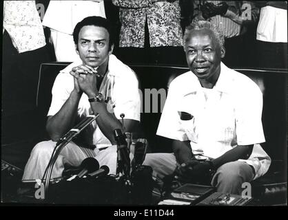 Feb. 02, 1977 - Daressalaam Tanzania: Mr. Andrew Young, United States Ambassador to the UN pictured with President Julius Nyerere during their talks here. Credits: Camerapix Stock Photo