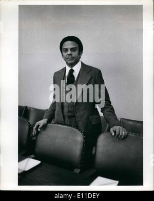 Mar. 03, 1977 - Un Security Council meeting: March 24, 1977 on the problem of the South Africa - President of the Security Council during March 1977 is Ambassador Andrew Young shown in his office at the UN. Stock Photo