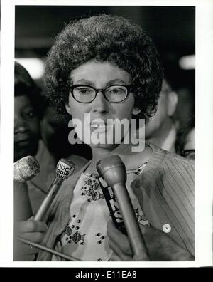 Sep. 09, 1977 - Mary Knoll Sister Janice McLaughlin Speaking to Reporters on her arrival to New York. Sister McLaughlin was recently released from a Rhodesian Jail. Stock Photo