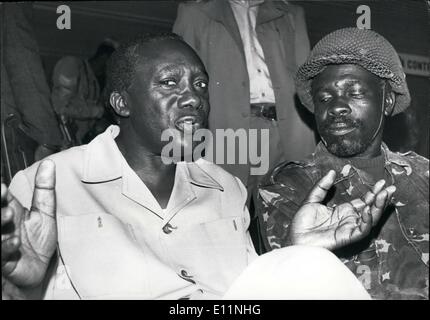 Apr. 04, 1979 - President Yusuf Lule, the new Head of State of Uganda with his new Chief of Staff, Lt. Col. David Oyite-Ojok. Credits: Camerapix Stock Photo