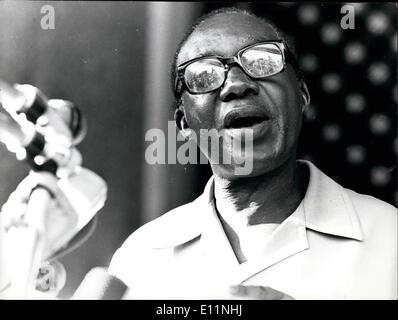 Apr. 04, 1979 - Lule Uganda: Yusuf Lule, The New President of Uganda. He is addressing here at Parliament buiildings after being sworn-in as Head of State. Credits: Camerapix Stock Photo