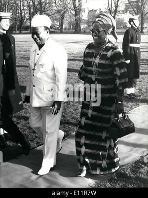 Dec. 12, 1979 - President of Liberia arrives in London; The president of Liberia Dr. William Tolbert, Chairman of the Organization of African Unity arrived in London this morning on a two day official visit to London. He was greeted by the Prime Minister Mrs. Margaret Thatcher on his arrival by helicopter in Kensington Gardens. Stock Photo