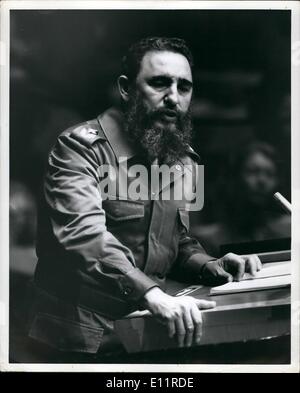 Oct. 10, 1979 - Cuban Premier Fidel Castro addressed the United Nations General Assembly today. Stock Photo