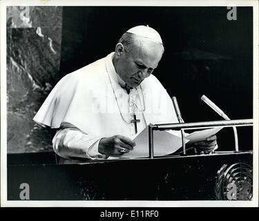 Oct. 10, 1979 - Pope John Paul II addressed the General Assembly at the United Nations today. s Stock Photo