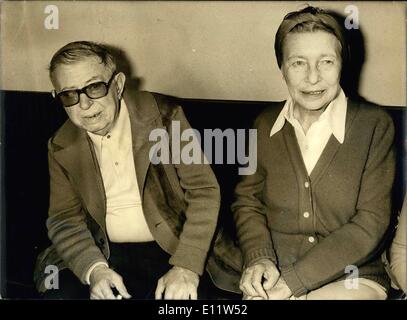 Apr. 16, 1980 - Jean-Paul Sartre and Writer Simone de Beauvoir Stock Photo
