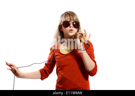 girl sings Stock Photo