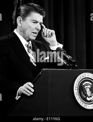 Washington, DC. June, 1981 President Ronald Reagan in the Rose Garden ...