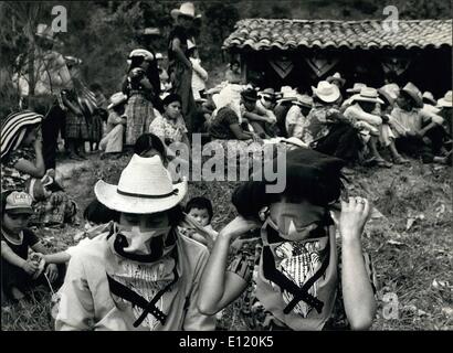 Aug. 08, 1981 - Civil war in Guatemala:Secret meeting of Indian race farmers: In Guatemala, Latin America, indian-race farmers fight suppression of government and have founded a ''Comite de Unidad Campesina'' (Commitee of United farmers). By means of a strike in coast are this committee achieved higher wages, but also this caused even more suppression of the framers by the government. Therefore the committee has to have it's meetings secretly, as shown here in Guatemala highlands. Stock Photo