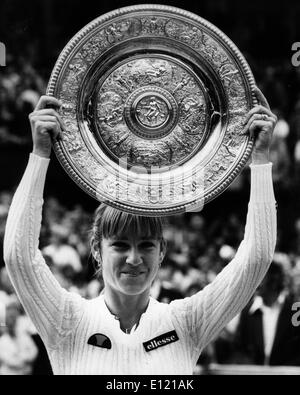 Jul 03, 1981; London, England, UK; Tennis star CHRIS EVERT wins the Ladies Singles Final at Wimbledon. Stock Photo