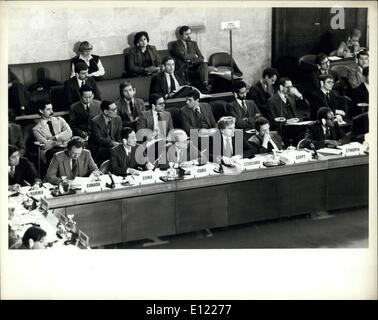 Feb. 02, 1982 - Committee On Disarmament Begins 1982 Session: The Committee on Disarmament, the world's principal form for multilateral negotiations in the field of disarmament, this morning began its 1982 session at the Palais des Nations. It has been requested to submit to the General Assembly's Second Special Session on disarmament (New York, 7 June to 9 July, 1982) a special report on the state of negotiations of the various questions under consideration by the Committee. Partial view of today's meeting showing some of the delegates who attended. Stock Photo