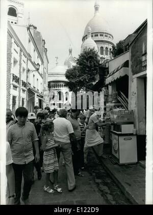 Jul. 12, 1983 - Tourists in Montmartre Streets, Paris Stock Photo