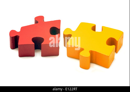 Collaboration concept Turkish isbirligi jigsaw puzzle isolated on white Stock Photo