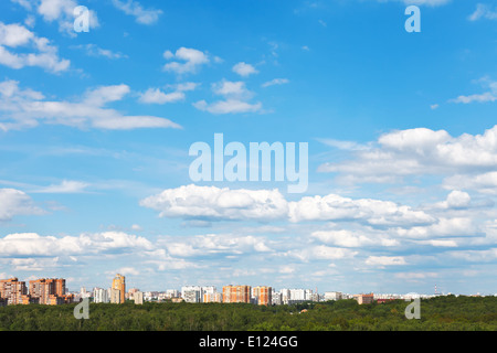 skyline with white clouds in spring blue sky Stock Photo