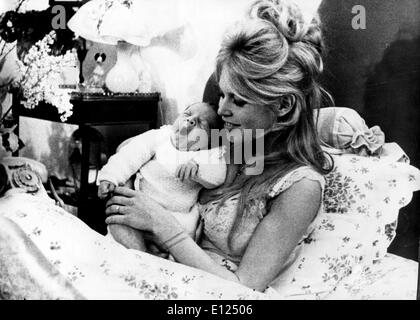 Actress Brigitte Bardot with newborn baby Stock Photo