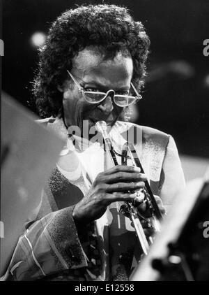 Jul 09, 1991; Montreux, Switzerland; Famous Jazz trumpeter, composer, and bandleader MILES DAVIS playing at the Jazz-festival in Switzerland with Quincy Jones.. (Credit Image: KEYSTONE Pictures USA/ZUMAPRESS.com) Stock Photo