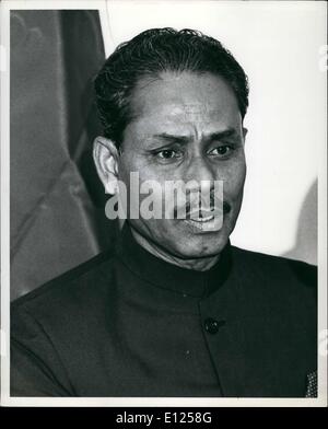Jun. 06, 1987 - United Nations New York City: Head of state of Bangladesh, Lieutenant General Hussain Mohammed Ershad was in New York today to receive the U.N.F.P.A. (United Nations fund for population administration) population award. Photo shows Lieutenant General Mohammed Ershad at a reception hosted by the secretary General of the United Nations after the Awards Ceremony Stock Photo