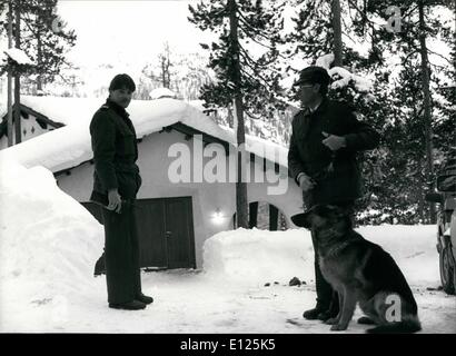 Mar. 03, 1988 - Klosters/Switzerland: Royal Ski Tragedy: Security guard stands in front of ''Casa Forestal'' where the Royal family used to live before an avalanche hit their ski party on march 10th. Stock Photo