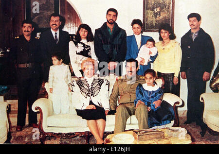 Iraqi Dictator Saddam Hussein with his family Stock Photo