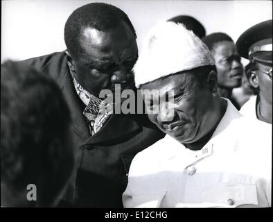 Dec. 12, 2011 - President Idi Amin during the celebrations chets with President Tolbort of Liberia. Alhaji general idi amin dada, dc, dso, mc, president of uganda. born 1920, west Nilc, Uganda. Jeined king's African rifles, 1946. effendi, 1959. commissioned, 1961. major, 1963. colonel, 1964. deputy commander of the Uganda army, 1964. commander of the army, 1966. head of state ofter coup of 1971. picture by camerapix, Nairobi. Stock Photo