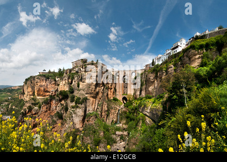 18th Century  ( Bridge ) Puente Nuevo spanning the El Tago Gorge above the River Guadalevin, Ronda Andalusia Spain Stock Photo