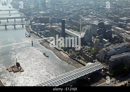 aerial view of Tate Modern and the River Thames, London, UK Stock Photo