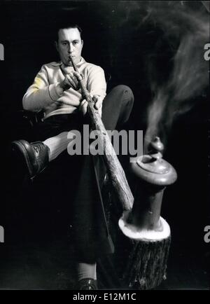 Feb. 24, 2012 - Mr Barton and one of this four hundred pipes: Mr Barton sooes his Austrian novelty pipe which holds three ounces of tobacco and has a stem six feet long. Stock Photo