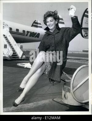 Feb. 24, 2012 - Idlewild Airport, N.Y., -- Lovely TV Actress Doris wiss saddens the heart of New Yorkers by leaving for a Few Days Via TWA to Chicago. The Shapely German- Import will be back with us on Tuesday after finished her Business. Stock Photo