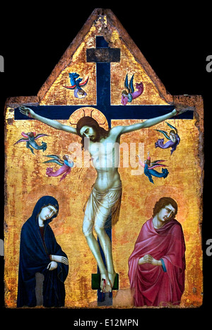 Christ on the Cross with Mary and Saint John, 15th Century woodcut ...