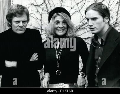 Feb. 24, 2012 - The stars of Warhol's film Hollywood visit Munich. The stars of the new film of Andy Warhol's Factory Hollywood came to Munich now for it's premiere in Germany. OPS: from left to right, Hollywood , director Paul Morrissey, Sylvia Miles and Joe Dallesandro. Keystone West Germany 19-1-73 Stock Photo