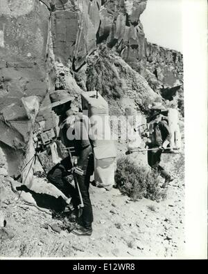 Feb. 26, 2012 - Apollo 16 Geology training.: Astronauts John W. Young, left, and Charles M. Duke, prime crewmen for the Apollo 16 their lunar surface extravehicular activity at Taos, New Mexico. Stock Photo